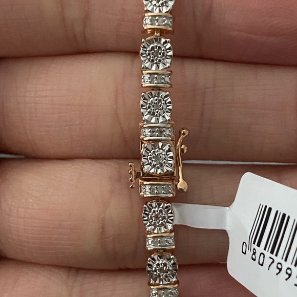 Real Diamonds sterling silver rose gold bracelet - Picture 6 of 8